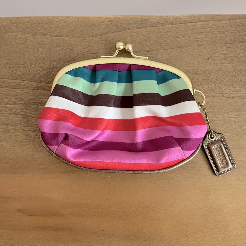 Striped Coach Coin Purse